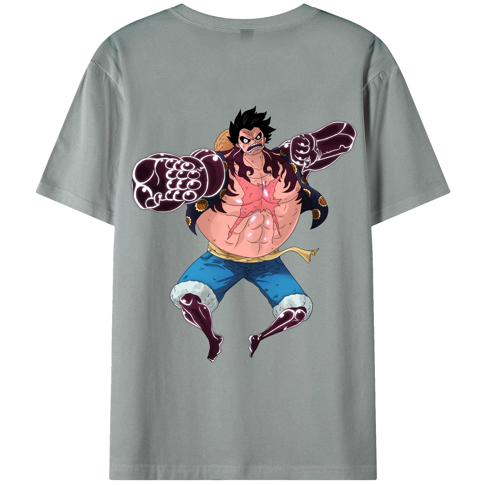ワンピース モンキー・D・ルフィ ONE PIECE Monkey D. Luffy 綿100％ メンズ半袖Tシャツ（バックプリント） 通気性
